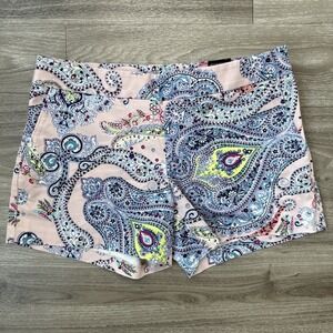 EXPRESS Dress Shorts Womens 6 Pink 4" Paisley Mid Rise Summer Preppy Chino NWT